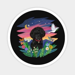 Black Toy Poodle in Mountain Twilight Magnet